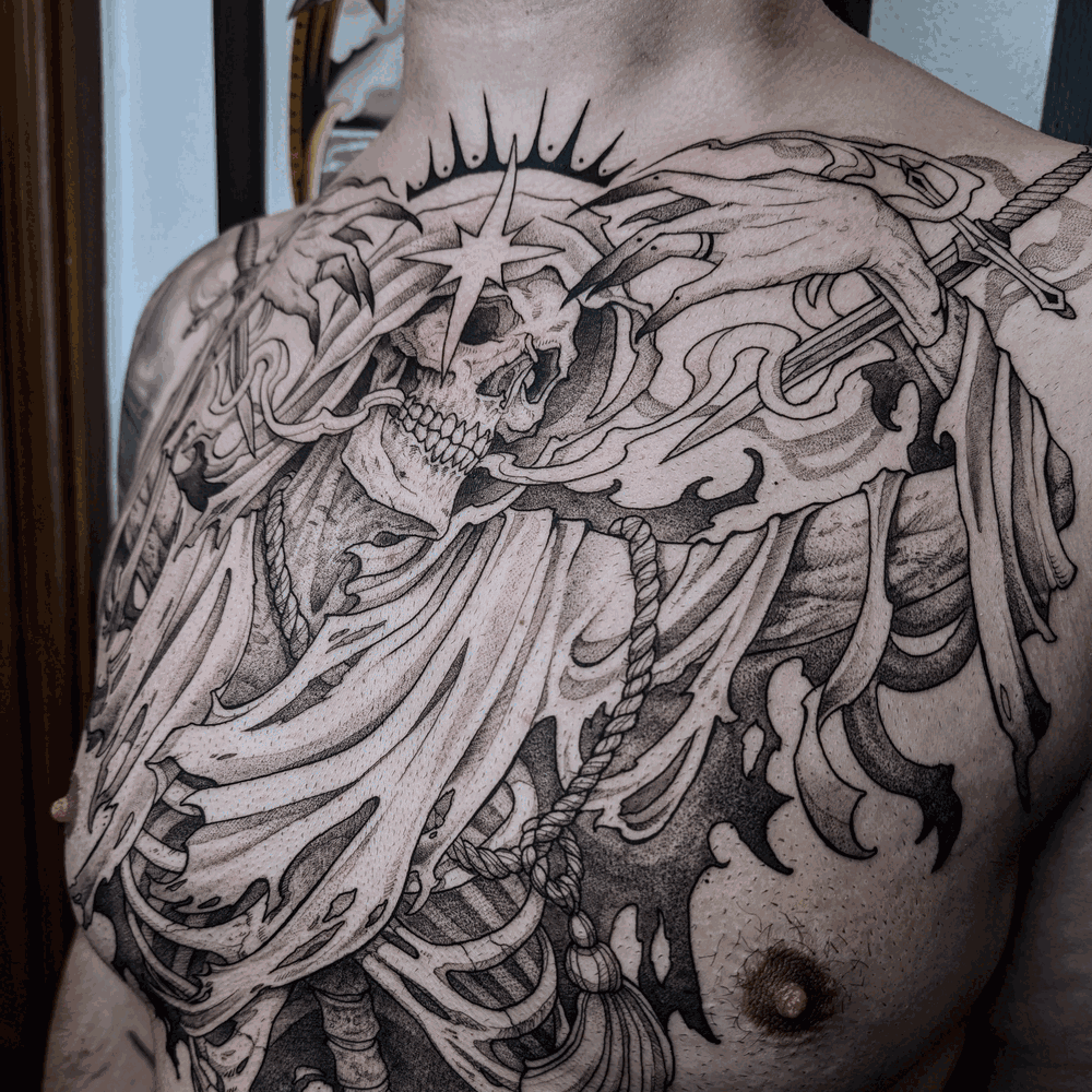 Tatuaje 3: blackwork, línea fina e ilustración por Anita en Frio Norte Tattoo, Vigo